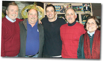 Jimmy Fallon with some of his Saugerties High School professors at Bananas Comedy Club