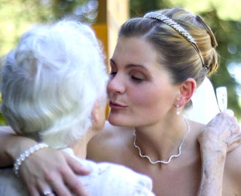 bride kisses grandma