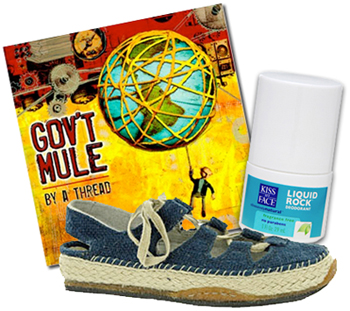 shoes, cds, sunblock