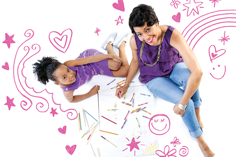 mom and daughter fashion purple