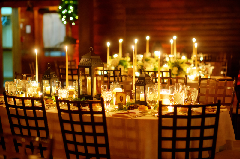 Winter wedding reception table